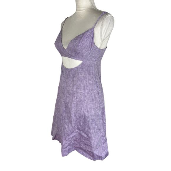 Matthew Bruch Kimmie Cutout Mini Dress Lavender Melange Linen Strappy Size 2 - Picture 7 of 9